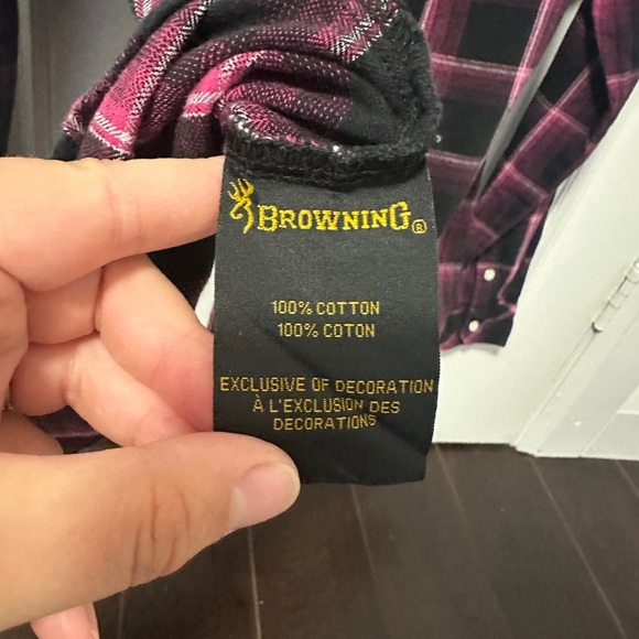 Browning Pink Black Plaid Wallflower Button Down Shirt Size Medium Women’s - Picture 8 of 8